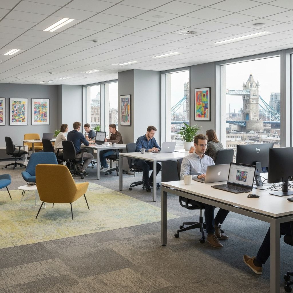 Modern London tech office — backdrop for the POQ founding years.